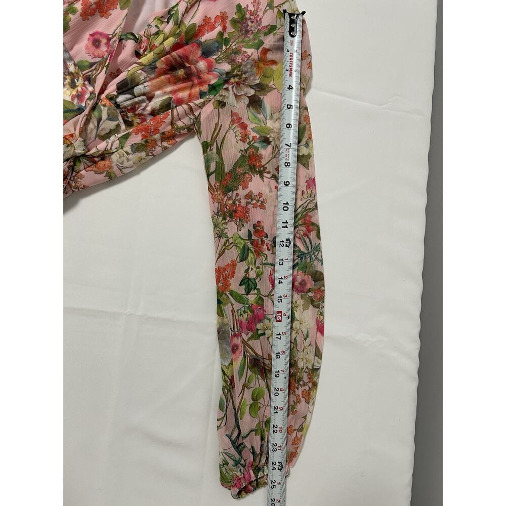 Jay Godfrey Womens Eldon Dress Pink Size 4 long sleeve‎ Floral Wrap Midi Lined - Picture 9 of 11